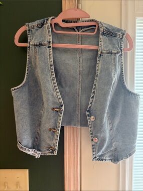 Light Wash Denim Vest - Casual Layering